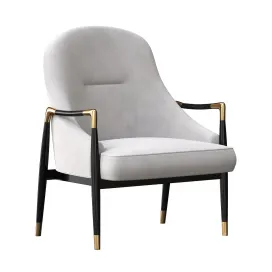 Modern brass accented walnut lounge chairs